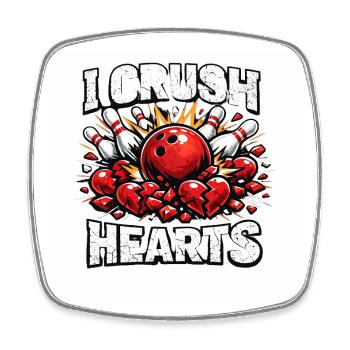  Valentines Day I Crush Hearts Bowling Lover Ball - Square fridge magnet - white - Front