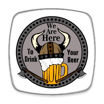 Viking Beer Drinkers Vikings - Square fridge magnet - white - Front