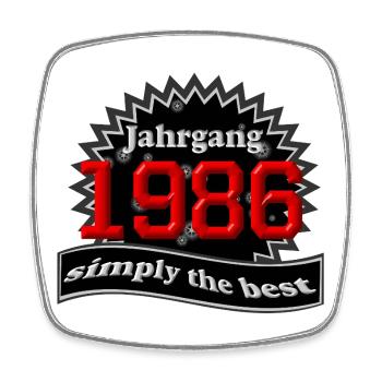 Jahrgang 1986 , 40. Geburtstag - Viereckiger Kühlschrankmagnet - Weiß - Vorne