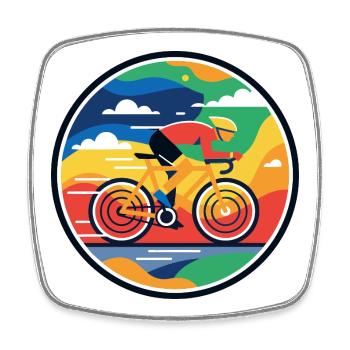 Motif de vitesse à vélo explosif de cycliste sur route en couleur - Magnet carré - blanc - Devant