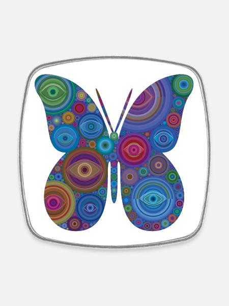 Abstract Eye Butterfly - Square fridge magnet - white