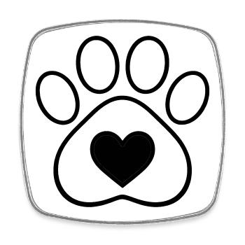 Minimal Paw Print with Heart | Animal Love Line - Square fridge magnet - white - Front