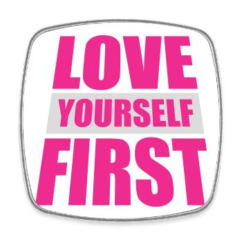 Love Yourself First Self-Love Self-Care - Square fridge magnet - white - Front
