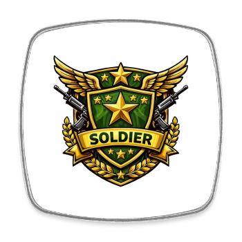 Bouclier de soldat avec étoiles et ailes - Magnet carré - blanc - Devant