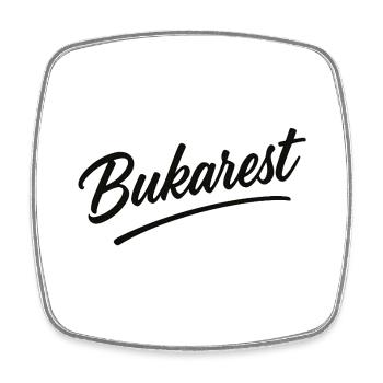 Bukarest Script Vintage Logo - Viereckiger Kühlschrankmagnet - Weiß - Vorne