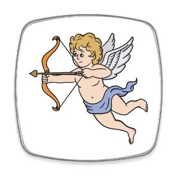 Petit Cupidon mignon tirant sur des cœurs d’amour - Magnet carré - blanc - Devant