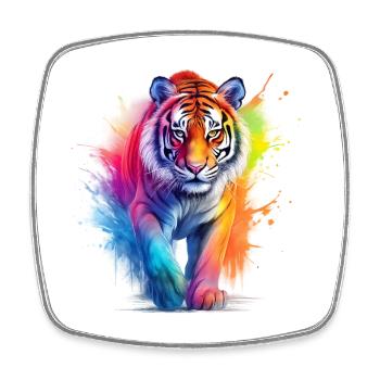 Regenbogen Tiger im Aquarell-Farbsplash.Look - Viereckiger Kühlschrankmagnet - Weiß - Vorne