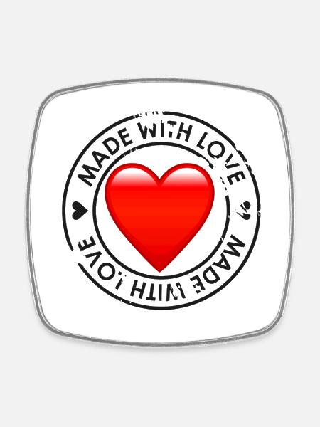 Whit Love gemacht - Viereckiger Kühlschrankmagnet - Weiß