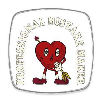 Professional Mistake Maker – Retro Comic Humor - Square fridge magnet - white - Front