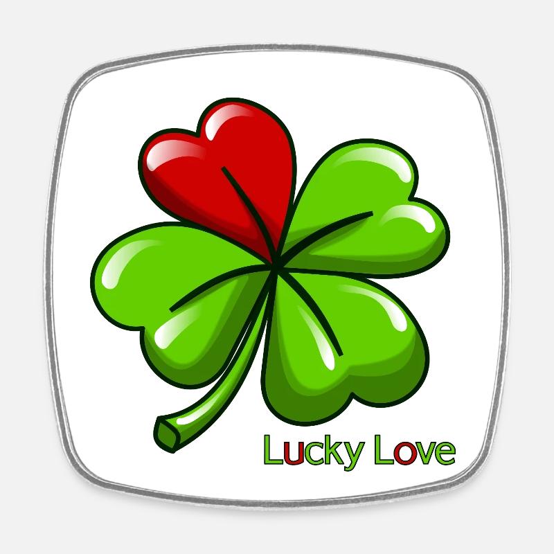 Lucky Love Clover - Square fridge magnet - white