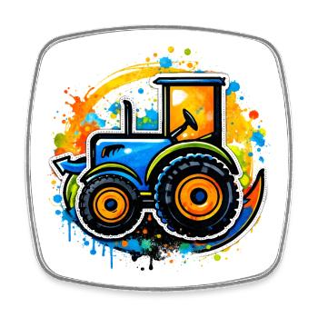 Bunter Traktor im Graffiti-Stil   - Viereckiger Kühlschrankmagnet - Weiß - Vorne
