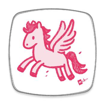 Croquis de la licorne rose du poney ailé - Magnet carré - blanc - Devant