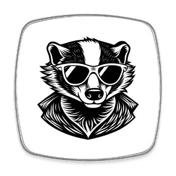 Dachs mit Sonnenbrille - Viereckiger Kühlschrankmagnet - Weiß - Vorne
