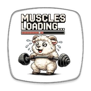 Muscle-loading lamb during strength training - Square fridge magnet - white - Front