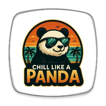 Chill wie ein Panda - Viereckiger Kühlschrankmagnet - Weiß - Vorne