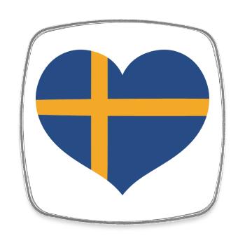 Schwedisches Flaggenherz - Viereckiger Kühlschrankmagnet - Weiß - Vorne