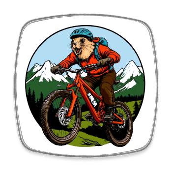 Murmeltiere Biker / Freeride Biking - Viereckiger Kühlschrankmagnet - Weiß - Vorne