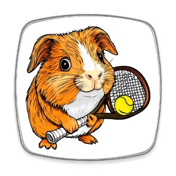 Tennisspieler Meerschweinchen - Viereckiger Kühlschrankmagnet - Weiß - Vorne