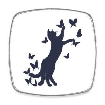 nekomata with butterflies - Square fridge magnet - white - Front