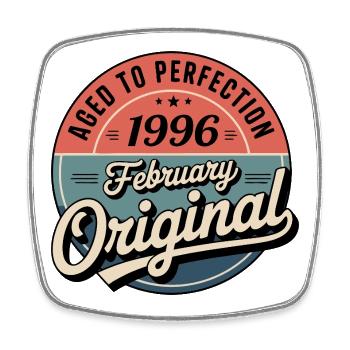 Birthday 1996 February 1996 born in February 1996 - Square fridge magnet - white - Front