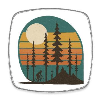 Forest Sun Cyclist Retro Landscape Gift Idea - Square fridge magnet - white - Front