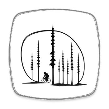 Waldpfad Radler Silhouette geschenkidee Freunde  - Viereckiger Kühlschrankmagnet - Weiß - Vorne