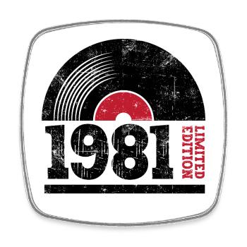 Vintage 1981 - Square fridge magnet - white - Front