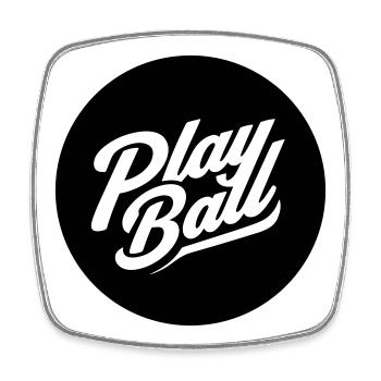 Play Ball Vintage Script - Magnet carré - blanc - Devant