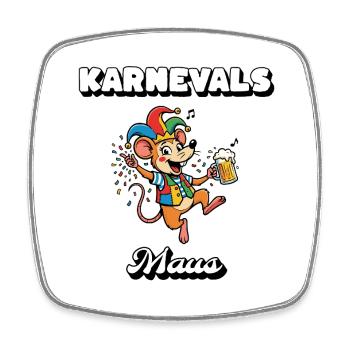 Karnevals Maus Schlager & Bier Fasching Kostüm - Viereckiger Kühlschrankmagnet - Weiß - Vorne