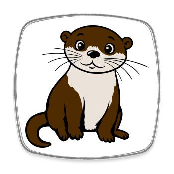 Loutre mignonne Kawaii Adore des animaux cadeau - Magnet carré - blanc - Devant