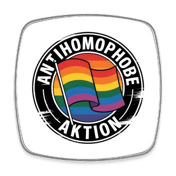 Antihomophobe Aktion - Gegen Rechts - Viereckiger Kühlschrankmagnet - Weiß - Vorne