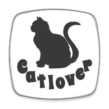 katze sitzend - Viereckiger Kühlschrankmagnet - Weiß - Vorne