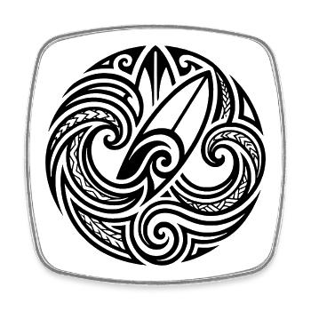 Hawaiian Flow Line Art – Island Vibe Design - Square fridge magnet - white - Front