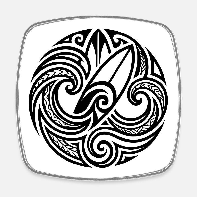 Hawaiian Flow Line Art – Island Vibe Design - Square fridge magnet - white
