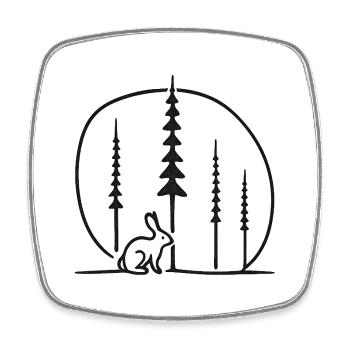 Rabbit in the forest circle silhouette gift idea - Square fridge magnet - white - Front