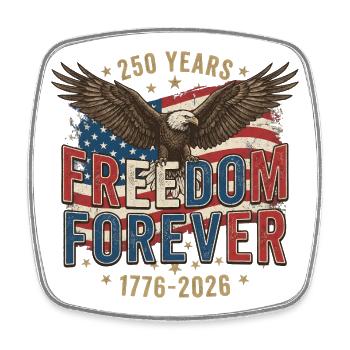250 Jahre Amerika-Jubiläum Freiheit für immer - Viereckiger Kühlschrankmagnet - Weiß - Vorne