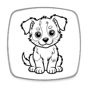 Adorable Dog Puppy Line Style - Square fridge magnet - white - Front