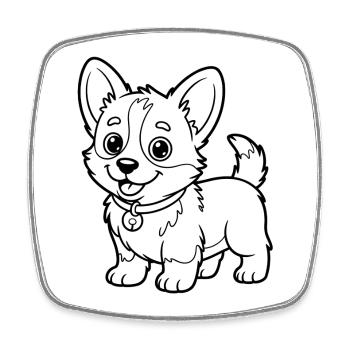 Kleiner Chow Pup Linienzeichnung - Viereckiger Kühlschrankmagnet - Weiß - Vorne