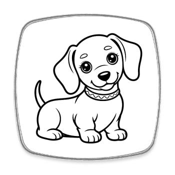 Dessin animé Chiot Câlin - Magnet carré - blanc - Devant