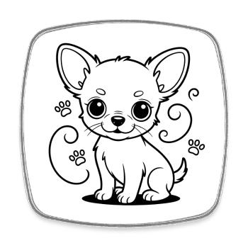 Dessin au trait de Chihuahua avec des pattes - Magnet carré - blanc - Devant