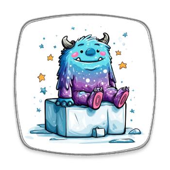 Monstre cosmique câlin sur des blocs de glace - Magnet carré - blanc - Devant