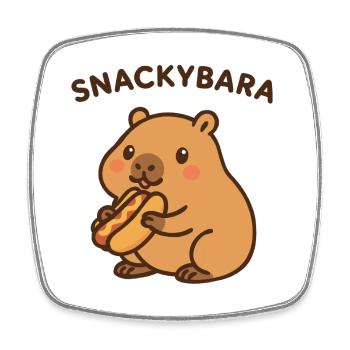 Snackybara - Capybara avec hot-dog - Magnet carré - blanc - Devant