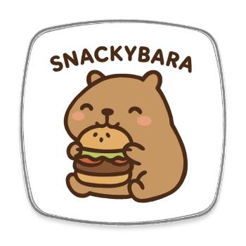 Snackybara - Capybara avec burger - Magnet carré - blanc - Devant
