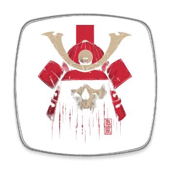 Crimson Samurai Skull - Square fridge magnet - white - Front