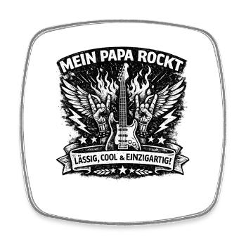 Mon Papa Déchire – Chemise Rockvater - Magnet carré - blanc - Devant