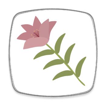 Pink Lily Flower on Green Stem - Square fridge magnet - white - Front