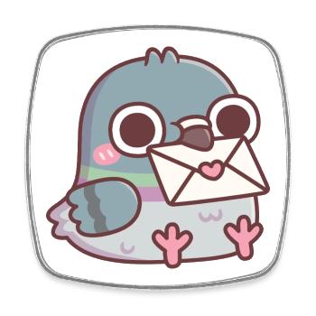 Cute Pigeon With Love Letter - Square fridge magnet - white - Front