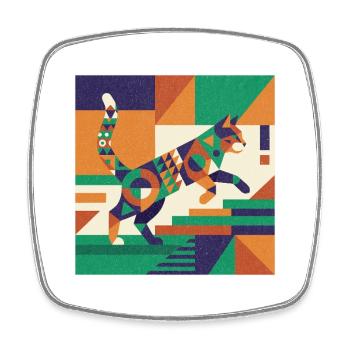 Geometric Tiger Play of Colors - Square fridge magnet - white - Front
