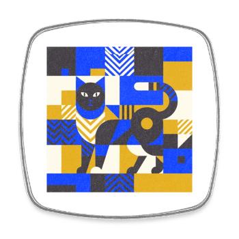 Mosaïque Katz en bleu et or - Magnet carré - blanc - Devant