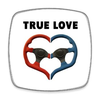 True Love Steering Hearts Gift Wedding Wedding - Square fridge magnet - white - Front